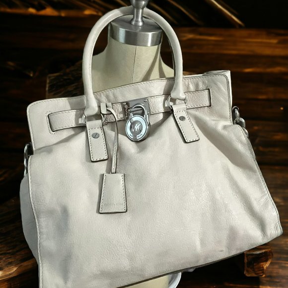 Michael Kors Large Clay Color Hamilton Satchel Tote Bag Padlock Shoulder Strap - Picture 1 of 16